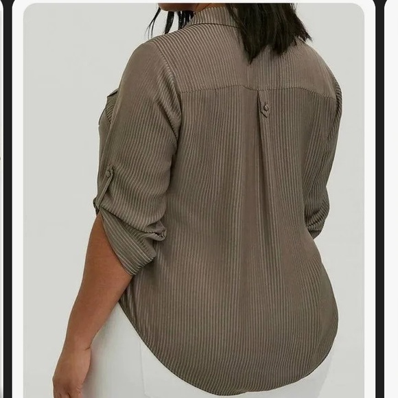 Torrid Striped Button Down Blouse - Picture 2 of 7